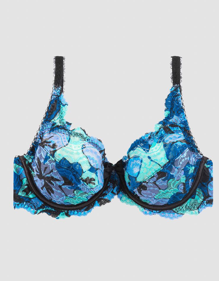 Soutien-gorge emboîtant imprimé hiver Flower Elegance - avec armatures (bleu)