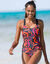 Maillot de bain 1 pi&egrave;ce imprim&eacute; Lohena, sp&eacute;cial maintien (noir / orange)