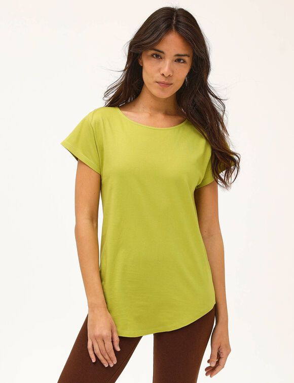 T-shirt col rond, manches courtes (vert anis)