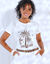 T-shirt manches courtes imprimé palmiers (écru / chocolat)