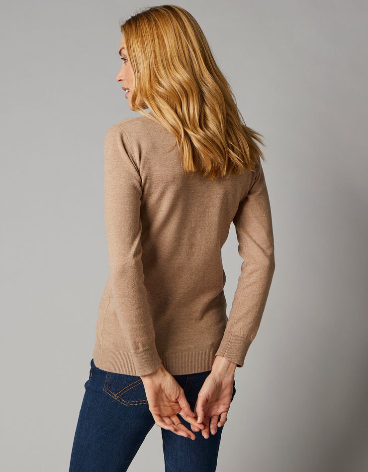 Gilet boutonné col V, laine d'agneau (beige chiné) Gilet boutonné col V, laine d'agneau (beige chiné)