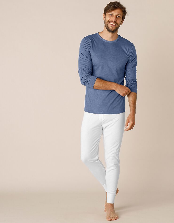 Tee-shirt sous-vêtement homme col rond manches longues dos long polyester - lot de 2 (jeans) Tee-shirt sous-vêtement homme col rond manches longues dos long polyester - lot de 2 (jeans)