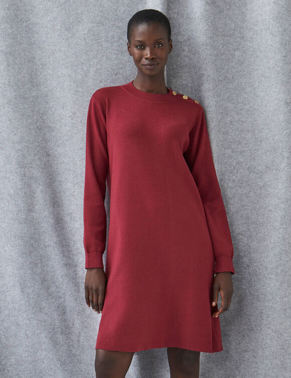 Robe pull boutons   (rouge fonc&eacute;)