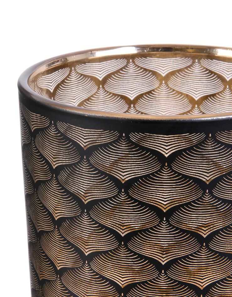 Vase en verre noir cuivré - hauteur 20 cm (noir/cuivré)
