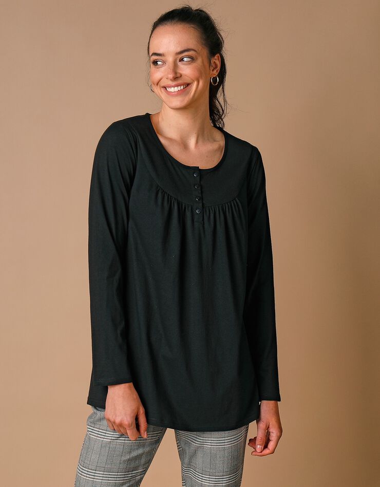 Tunique col rond unie, maille jersey (noir) Tunique col rond unie, maille jersey (noir)