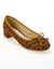 Ballerines à talons imprimées léopard. (beige / noir)