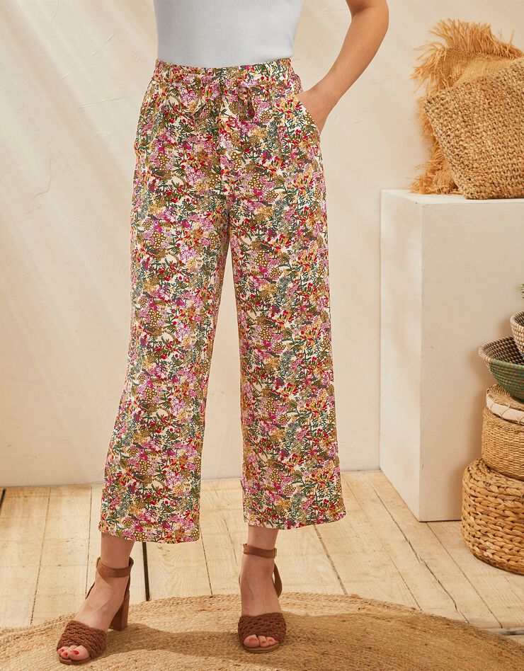 Pantalon raccourci fluide imprimé (havane) Pantalon raccourci fluide imprimé (havane)