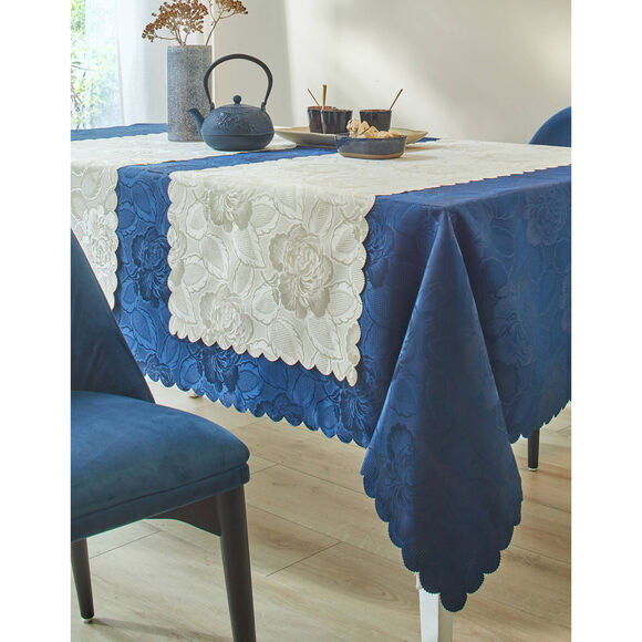 Nappe jacquard damassé (bleu nuit)