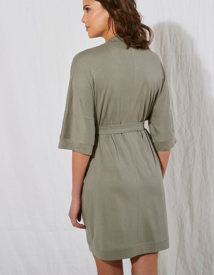 Peignoir kimono uni - coton modal (kaki) Peignoir kimono uni - coton modal (kaki)
