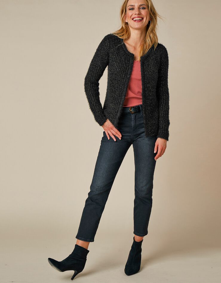 Gilet paletot maille perlée fantaisie (noir) Gilet paletot maille perlée fantaisie (noir)