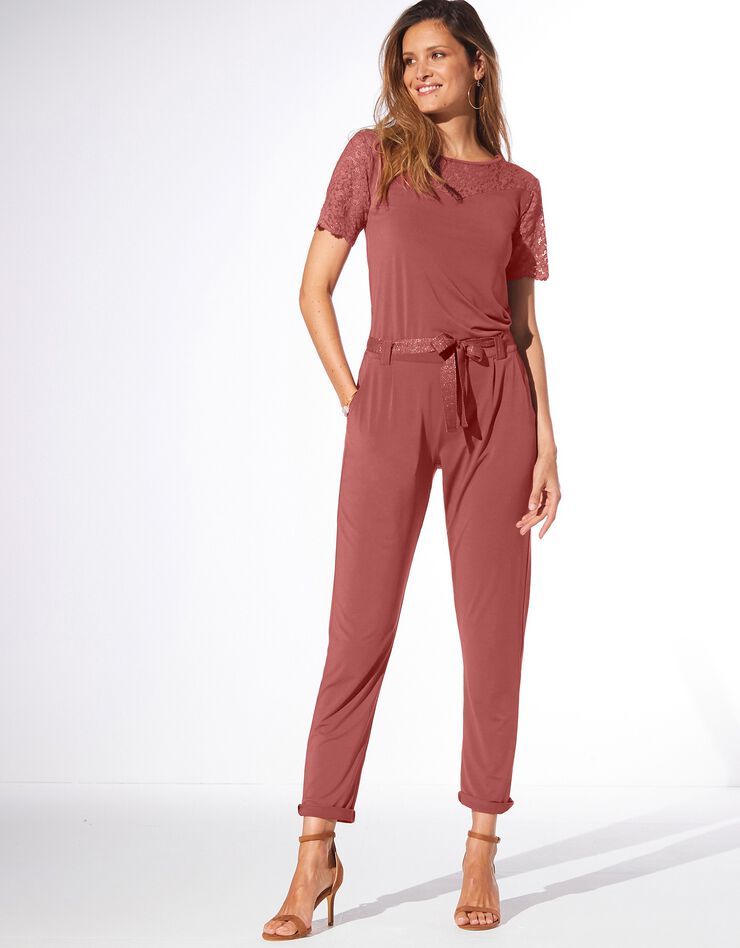 Pantalon coupe droite uni, maille (tomette) Pantalon coupe droite uni, maille (tomette)