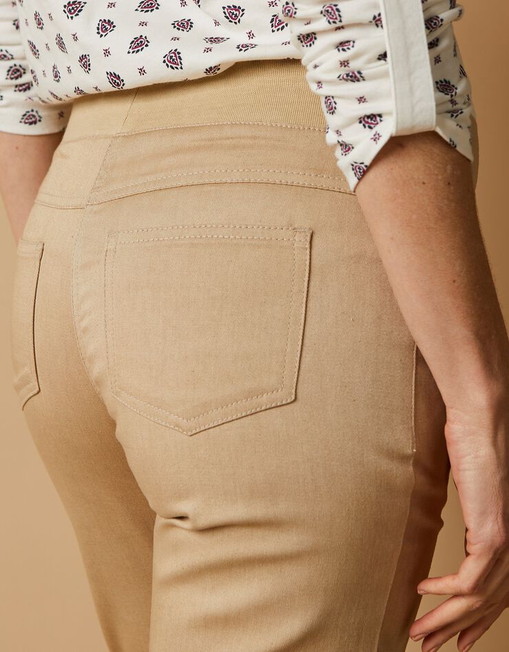 Pantalon droit "ultra confort" taille élastiquée (sable)
