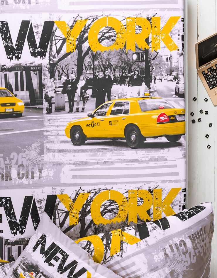 Linge de lit enfant Drive - polycoton imprimé taxis new-yorkais (gris)