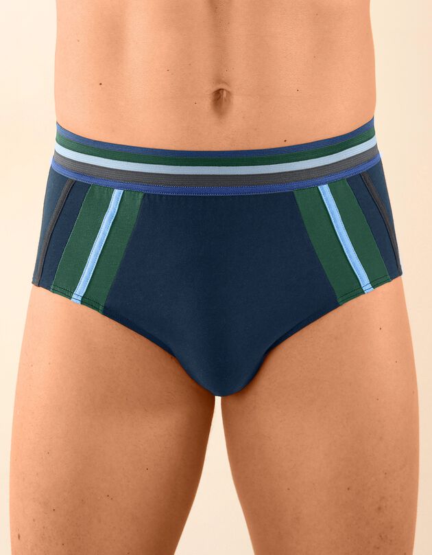 Slip fermé taille haute bandes contrastées - lot de 6 (anthracite + marine)