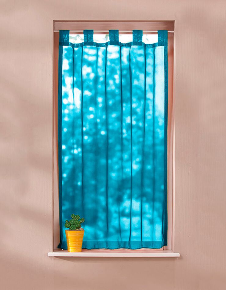 Vitrage droit voile uni finition pattes (bleu canard)