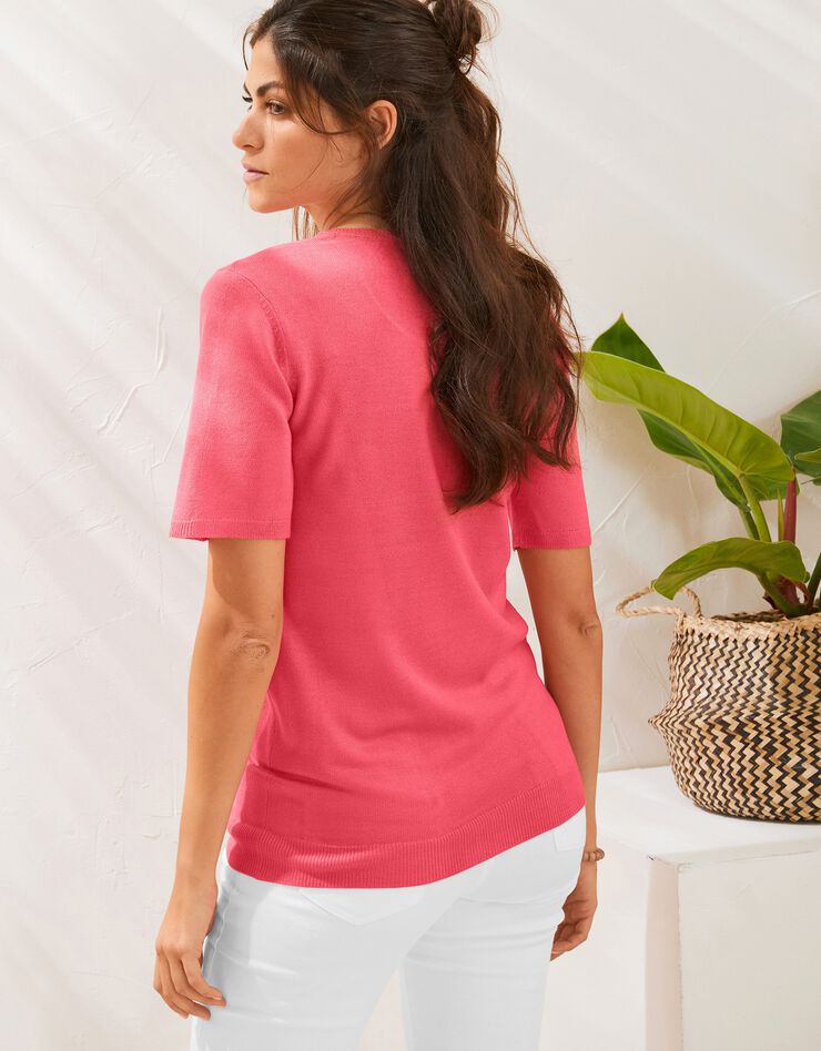 Pull uni manches courtes toucher cachemire (grenadine) Pull uni manches courtes toucher cachemire (grenadine)