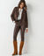 Blouson zippé col tailleur pressionné, suédine (chocolat)