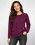 Pull col rond, maille torsad&eacute;e (prune)