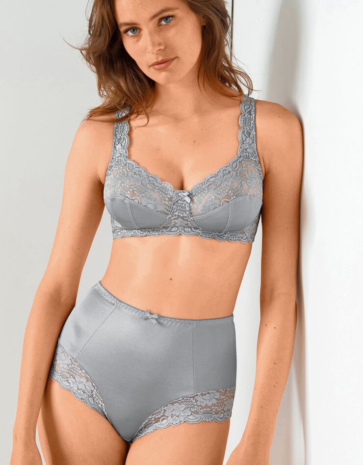 Gainette maille satinée et dentelle Avila - lot de 2 (rouge + gris)