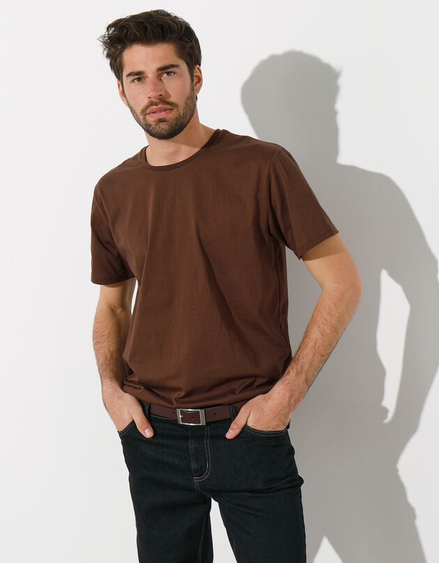 T-shirt col rond manches courtes - lot de 3 (chocolat + rouille + gris clair)