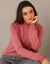 T-shirt col montant manches smockées (rose grisé)