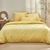 Linge de lit uni coton lav&eacute; (jaune)