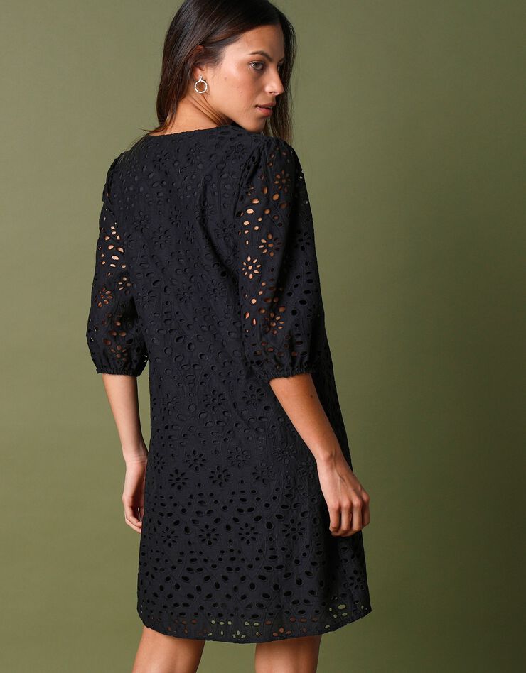 Robe broderie anglaise manches 3/4 (noir)