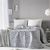 Couvre-lit jacquard motif Feuilles (gris / blanc)