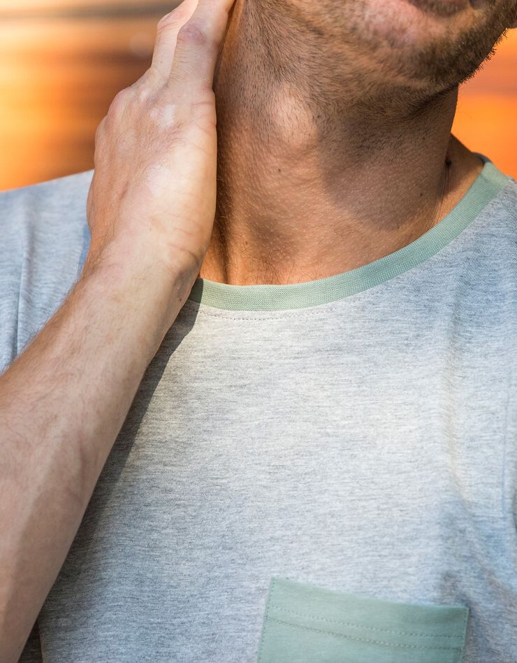 Tee-shirt pyjama bicolore manches courtes (gris / vert) Tee-shirt pyjama bicolore manches courtes (gris / vert)