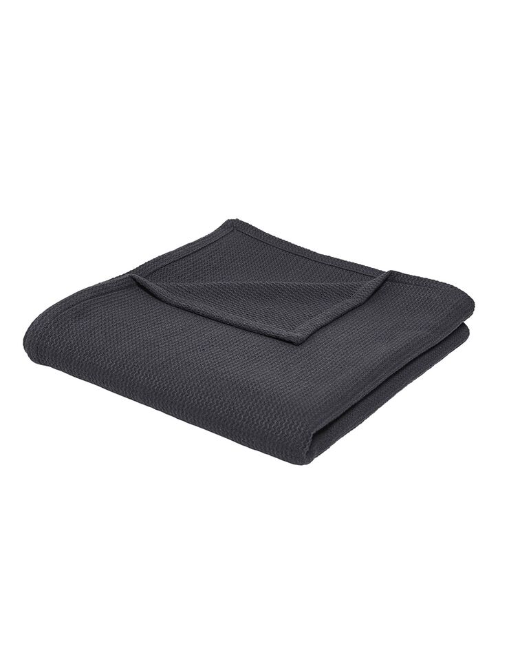 Jeté de canapé ou plaid uni nid d’abeille - coton (gris anthracite)