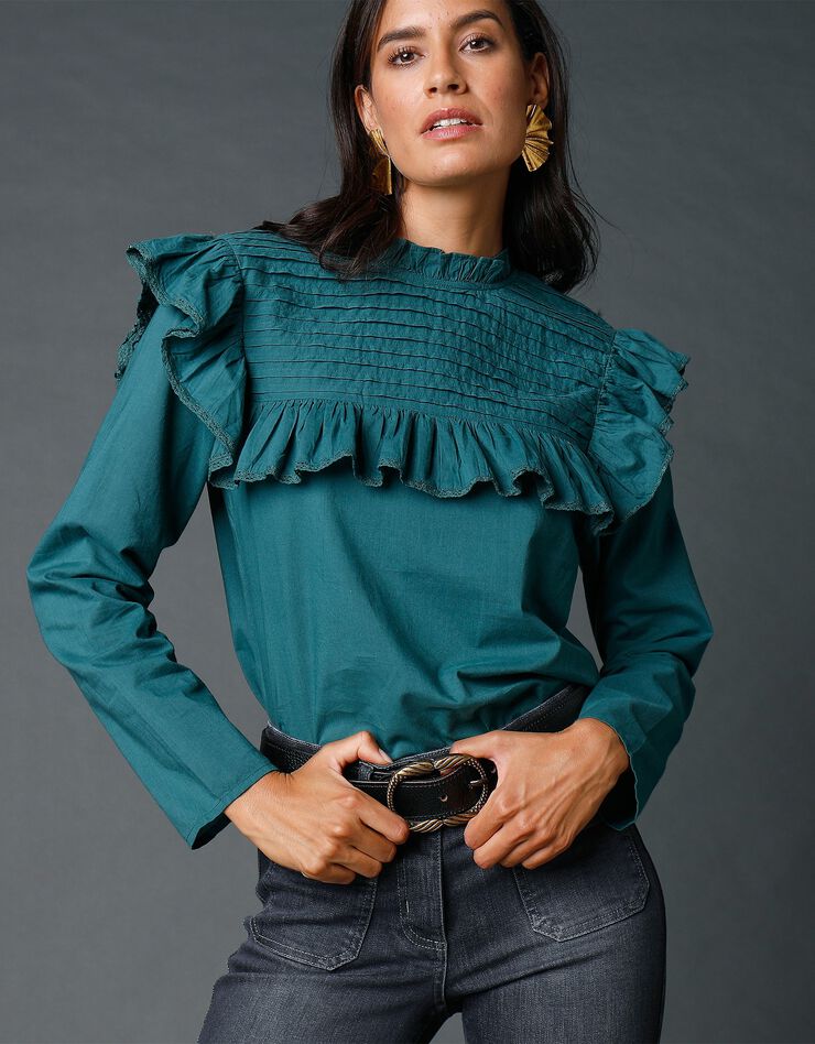 Blouse à plis (vert foncé) Blouse à plis (vert foncé)