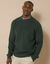 Pull col rond manches marteau côtes anglaises 30% laine (vert sapin)