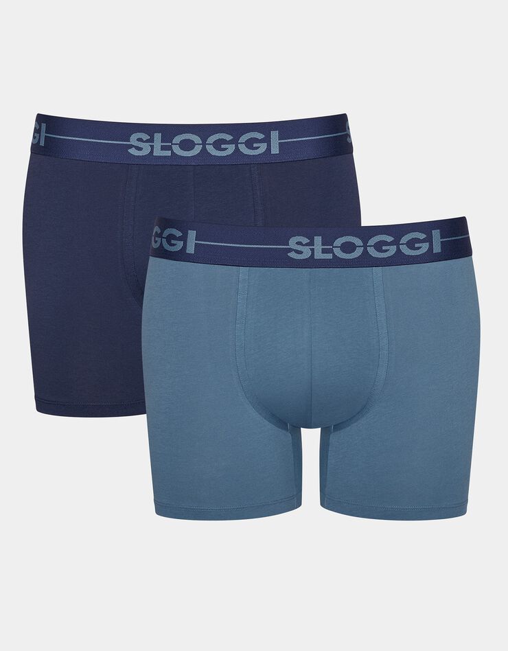 Boxer coupe short "Go"- lot de 2 (bleu + marine) Boxer coupe short "Go"- lot de 2 (bleu + marine)