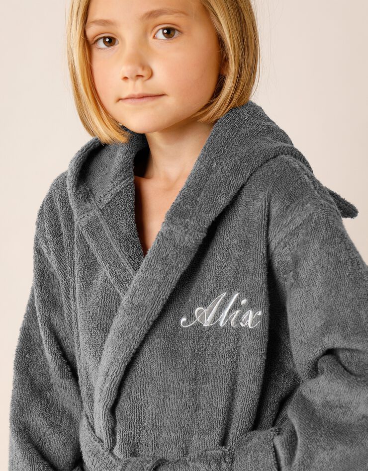 Peignoir de bain enfant personnalisable chat à capuche (anthracite)