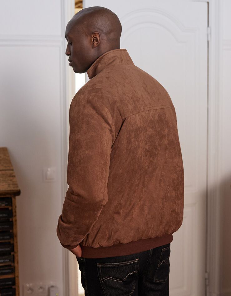 Blouson zippé toucher velours (marron) Blouson zippé toucher velours (marron)