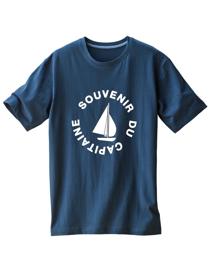 Tee-shirt de pyjama manches courtes motif bateau (bleu marine) Tee-shirt de pyjama manches courtes motif bateau (bleu marine)