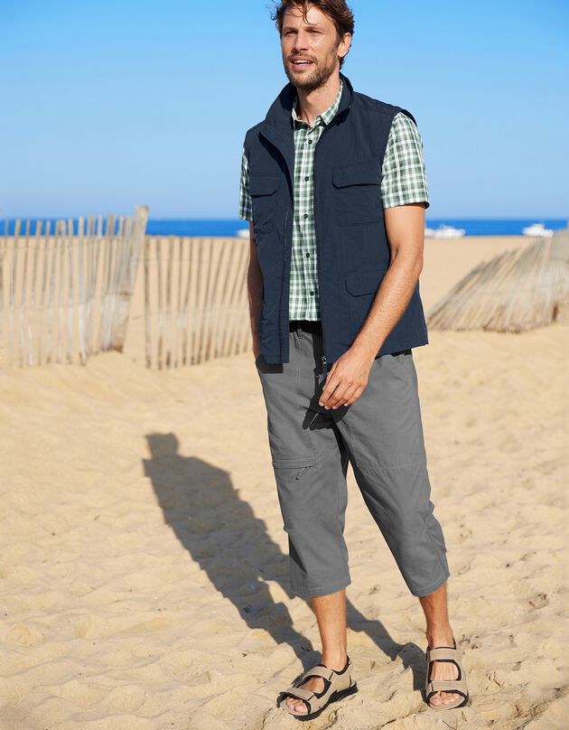 Pantacourt + ceinture assortie (gris acier)