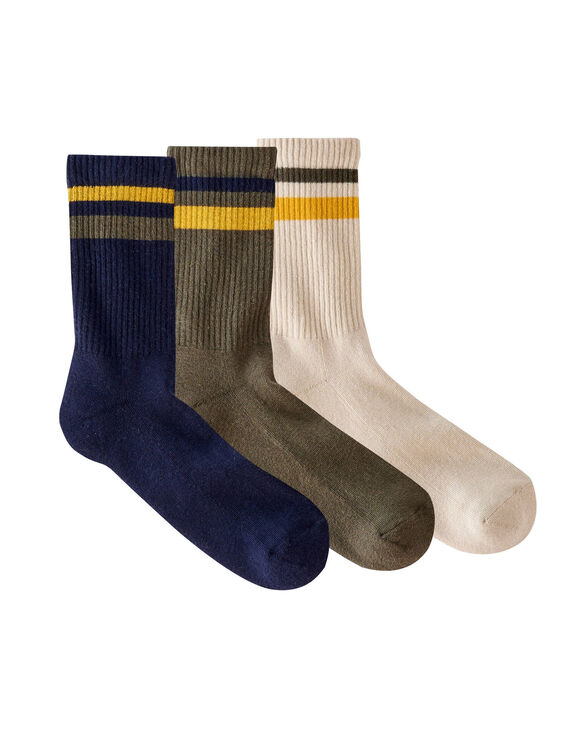 Chaussettes c&ocirc;tel&eacute;es - lot de 3 paires (kaki)