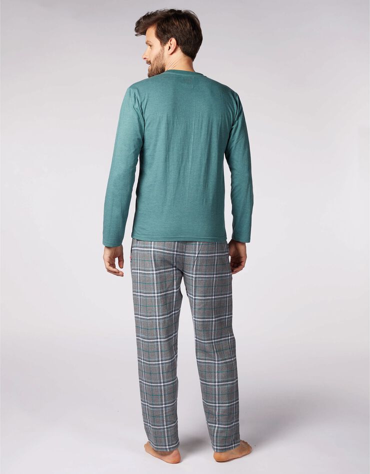 Pyjama haut jersey pantalon flanelle (vert)