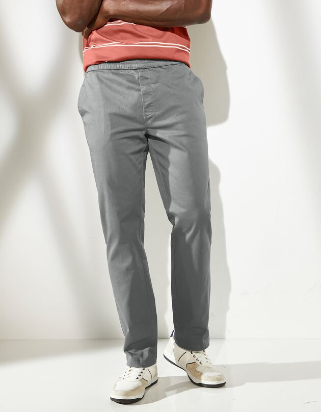 Pantalon en twill stretch taille élastiquée (anthracite)