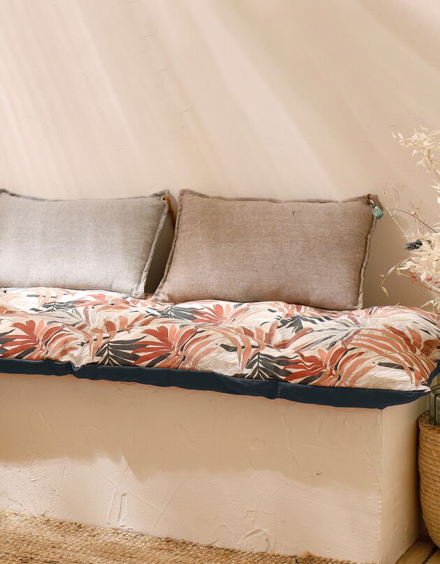 Long coussin de sol imprimé feuillage (rose / bleu)