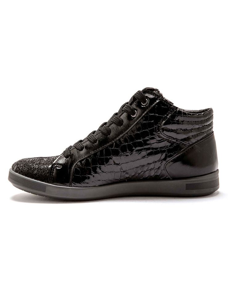 Baskets montantes cuir noir à lacets (noir) Baskets montantes cuir noir à lacets (noir)