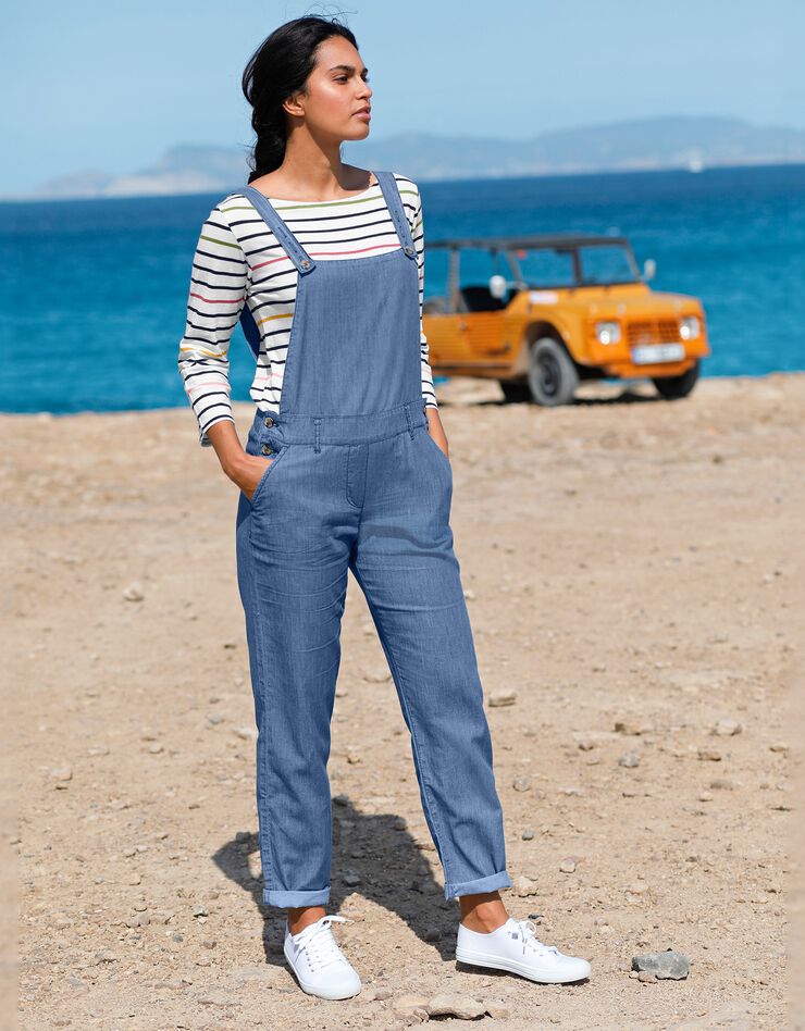 Tee-shirt marinière rayé manches 3/4 (blanc / multicolore) Tee-shirt marinière rayé manches 3/4 (blanc / multicolore)