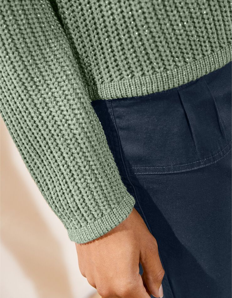 Gilet paletot fils dorés, maille anglaise toucher mohair (kaki) Gilet paletot fils dorés, maille anglaise toucher mohair (kaki)
