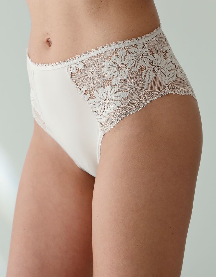 Culotte forme tanga taille haute microfibre et dentelle stretch - lot de 2 (coquillage) Culotte forme tanga taille haute microfibre et dentelle stretch - lot de 2 (coquillage)