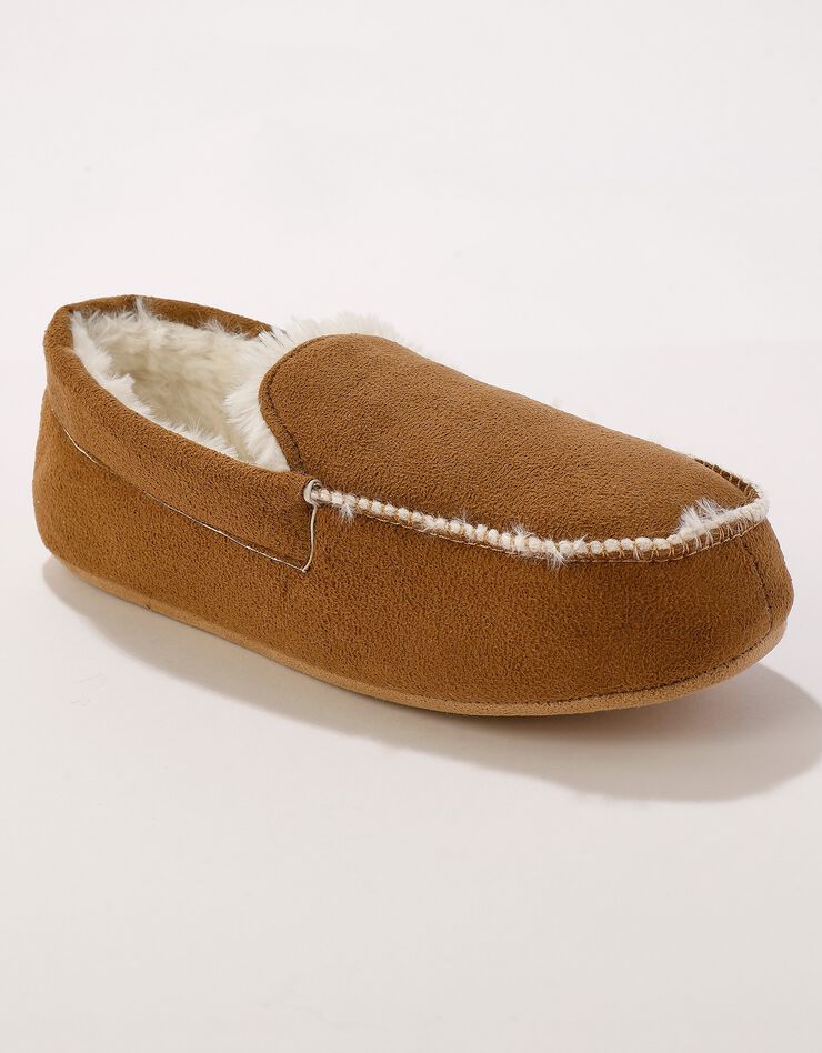 Pantoufles fourrées style mocassin (beige foncé) Pantoufles fourrées style mocassin (beige foncé)