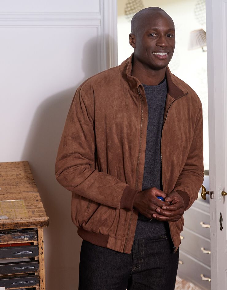Blouson zippé toucher velours (marron) Blouson zippé toucher velours (marron)