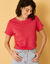 T-shirt manches courtes à revers (framboise)