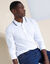 Polo uni maille piquée manches longues (blanc)