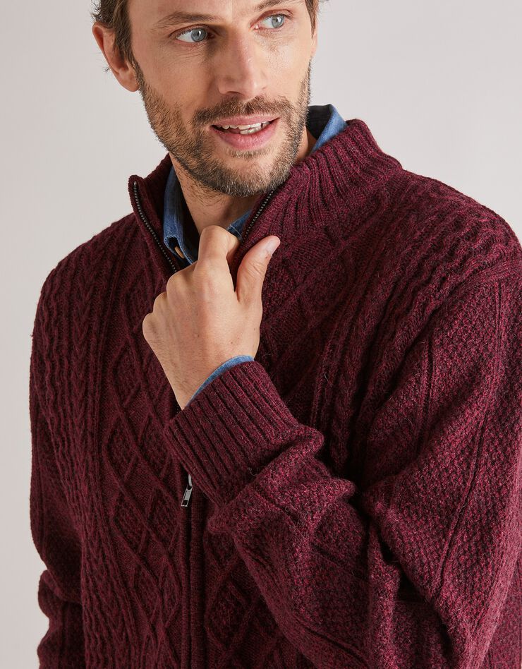Gilet zippé irlandais homme (bordeaux chiné) Gilet zippé irlandais homme (bordeaux chiné)